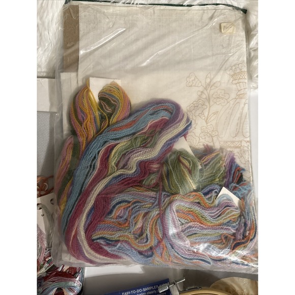 Destash Needle Craft Cross Stitch Lot Opened Packages Hoop Floss Patterns Box B - Picture 5 of 9